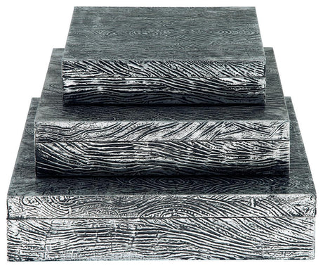 Keldy Antique Pewter Finish Box (Set Of 3) - Ella Furniture