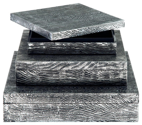 Keldy Antique Pewter Finish Box (Set Of 3) - Ella Furniture