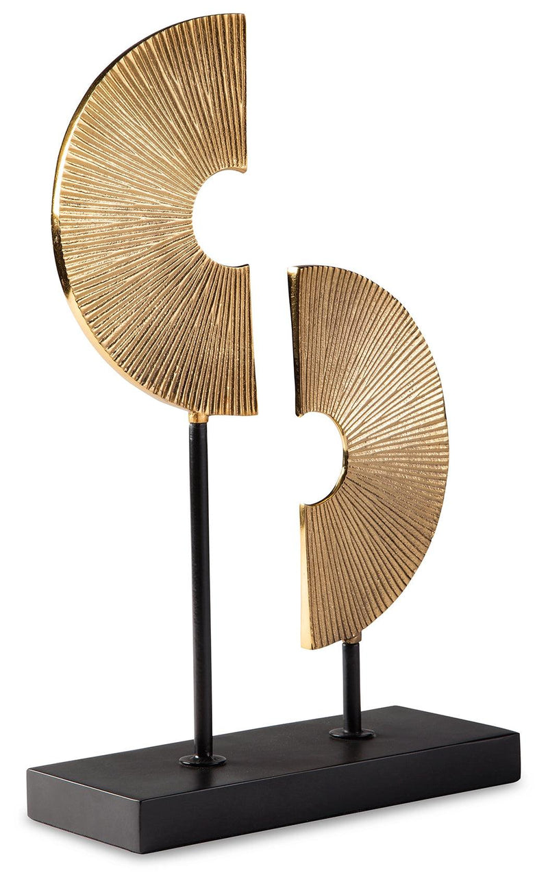 Berrnette Gold Finish/black Sculpture - Ella Furniture