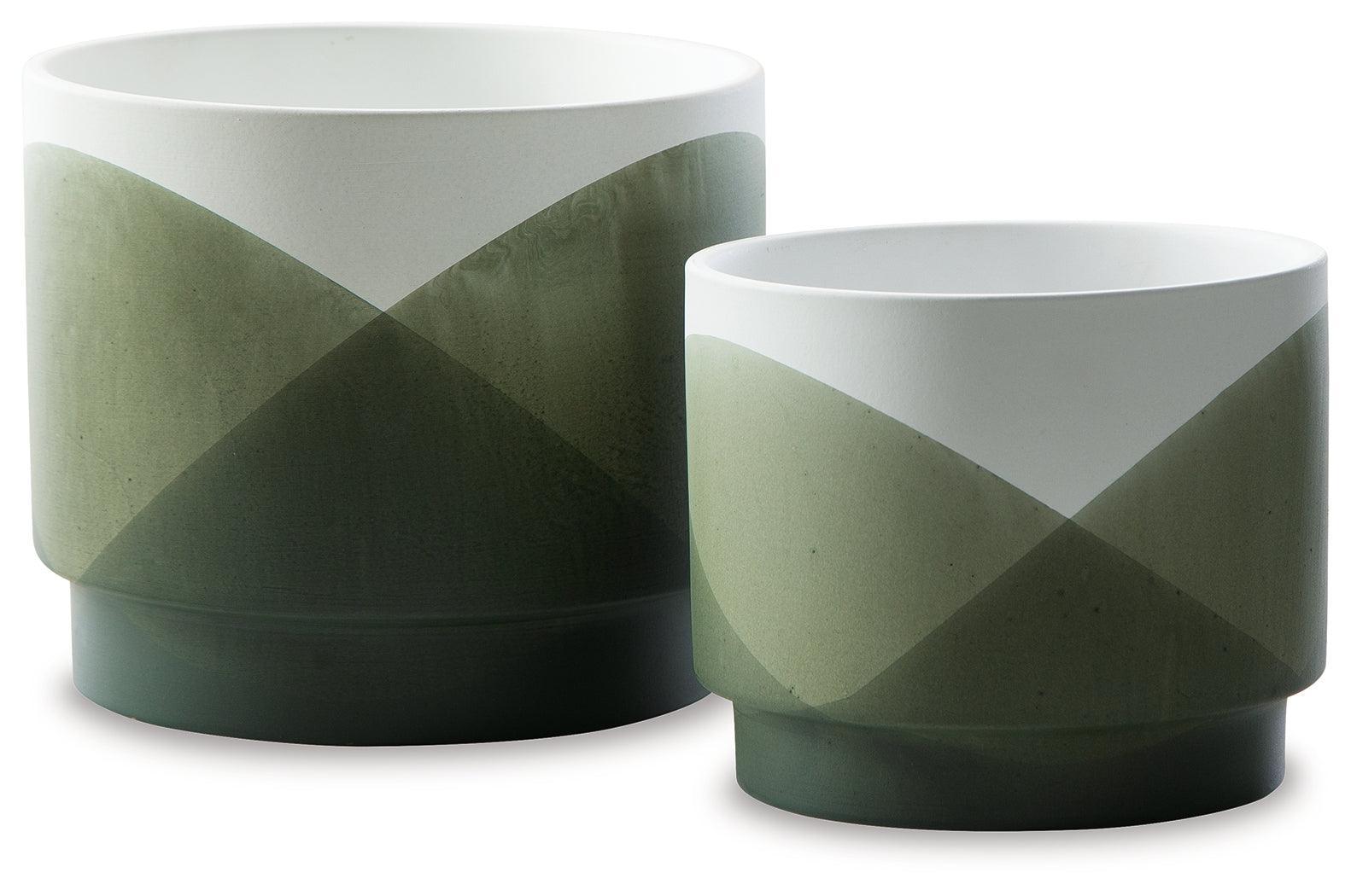 Ardenridge Green/white Planter (Set Of 2) - Ella Furniture
