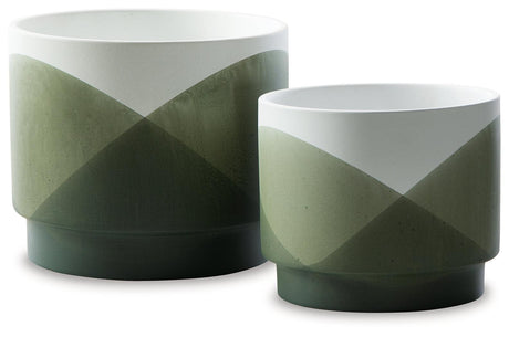 Ardenridge Green/white Planter (Set Of 2) - Ella Furniture