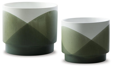 Ardenridge Green/white Planter (Set Of 2) - Ella Furniture