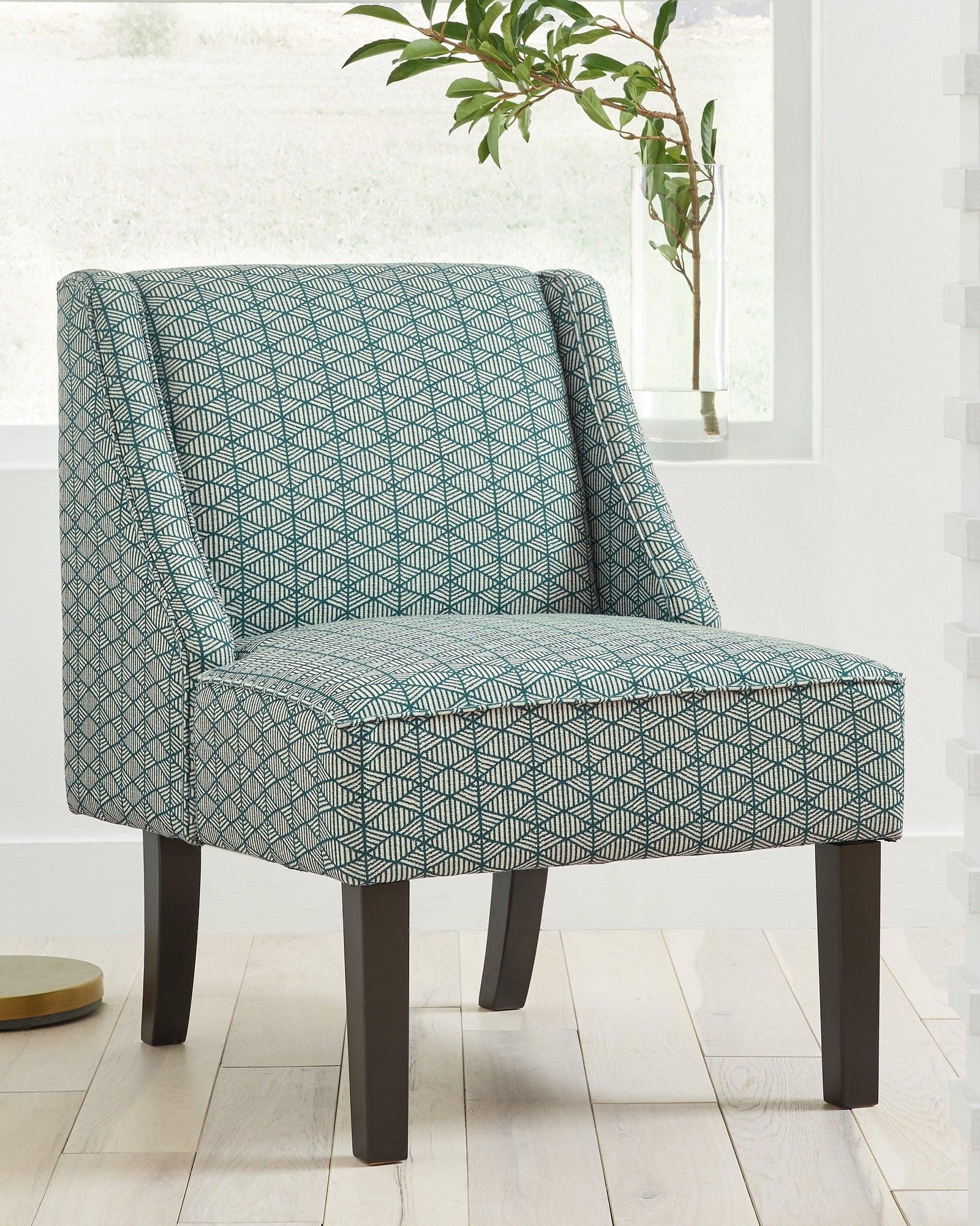 Janesley Teal/cream Accent Chair - Ella Furniture