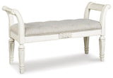 Realyn Antique White Accent Bench - Ella Furniture