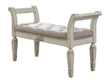 Realyn Antique White Accent Bench - Ella Furniture