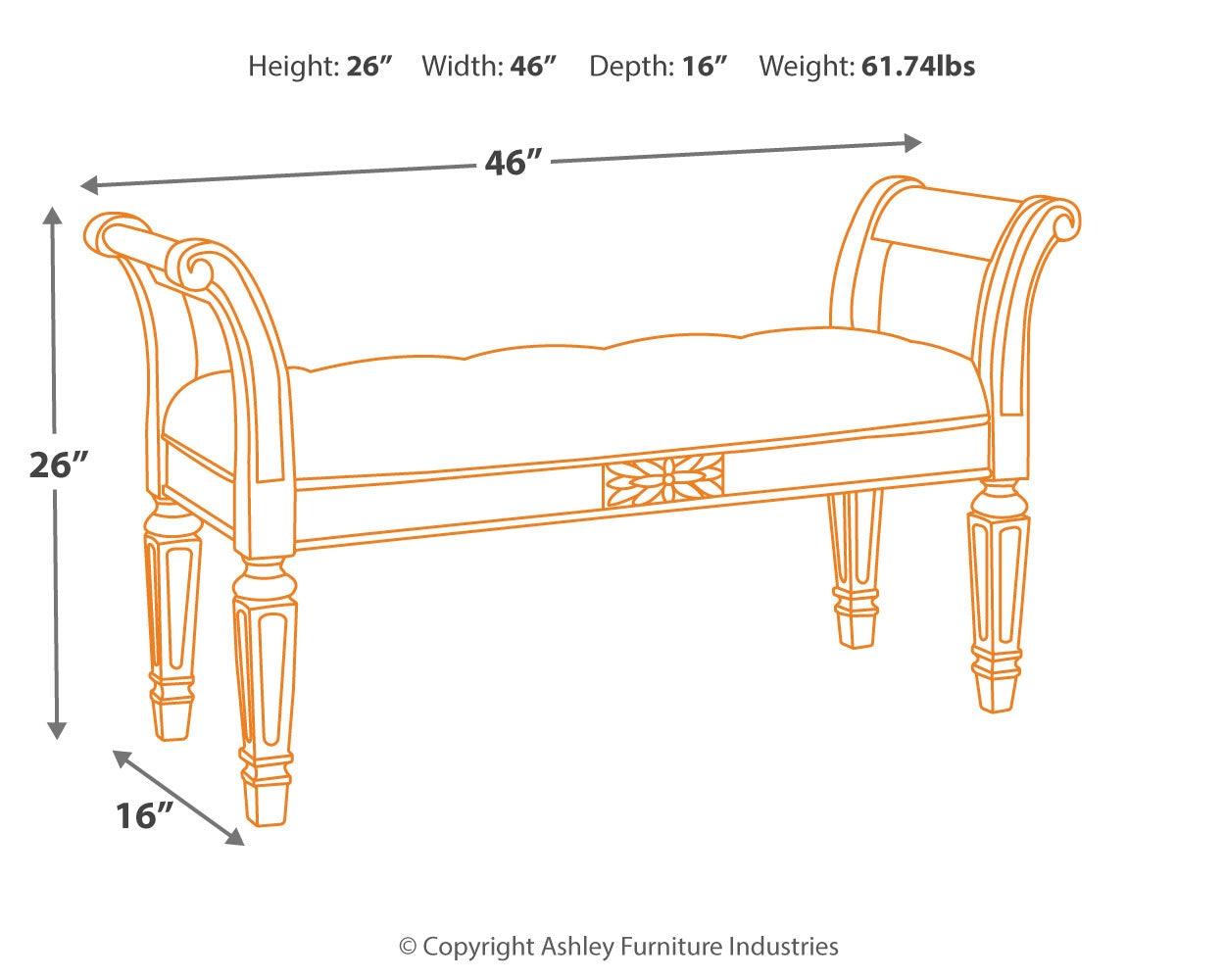 Realyn Antique White Accent Bench - Ella Furniture