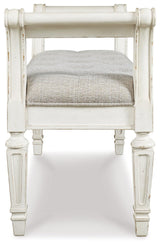 Realyn Antique White Accent Bench - Ella Furniture