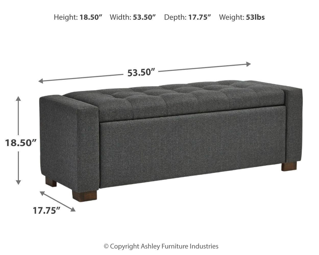 Cortwell Gray Storage Bench - Ella Furniture