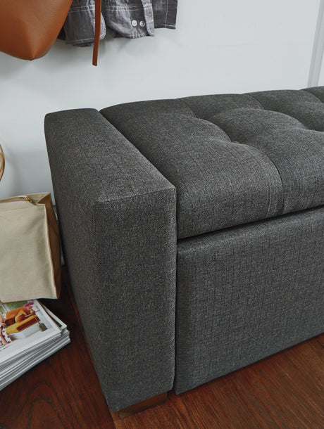 Cortwell Gray Storage Bench - Ella Furniture