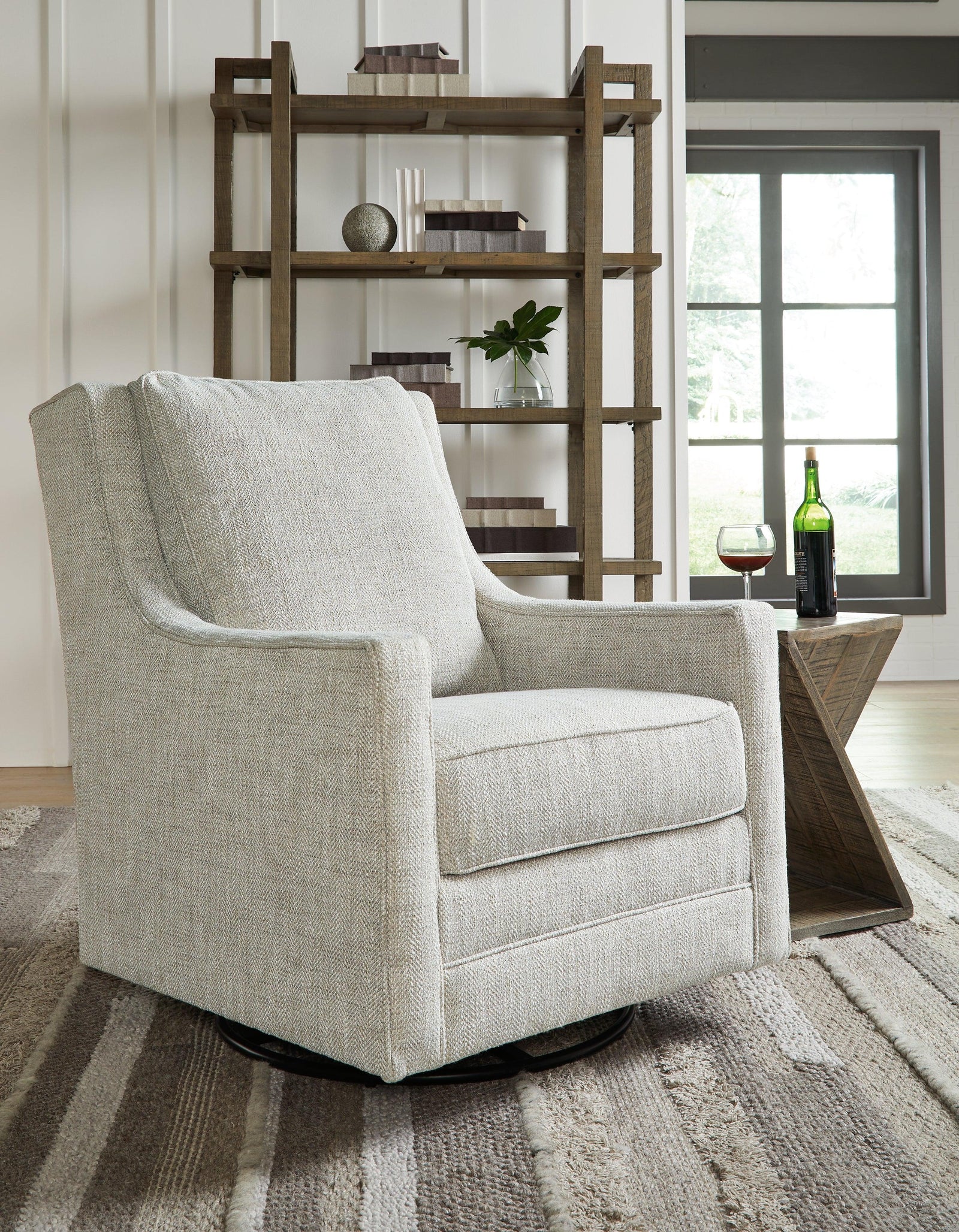 Kambria Fog Swivel Glider Accent Chair - Ella Furniture