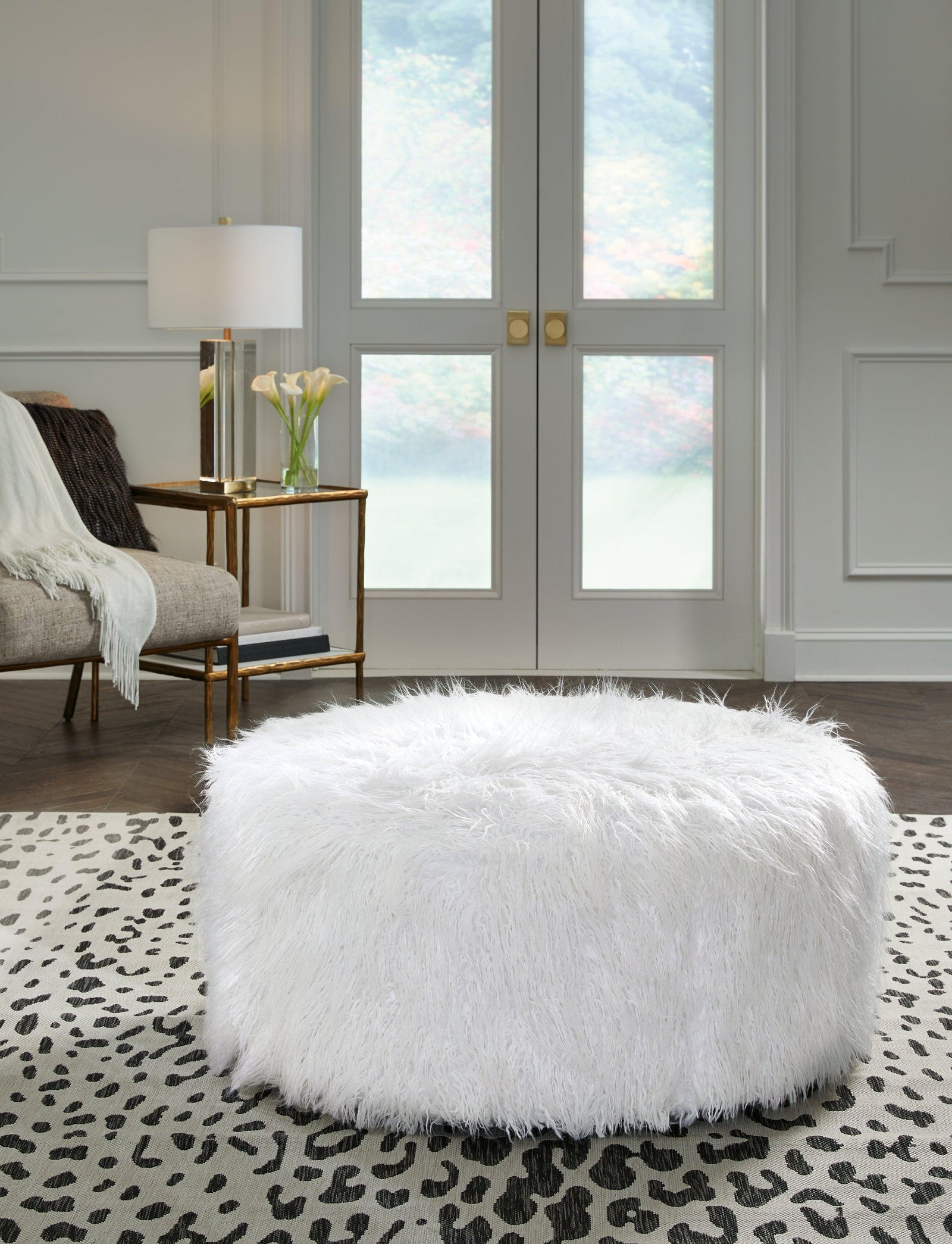 Galice White Oversized Accent Ottoman - Ella Furniture