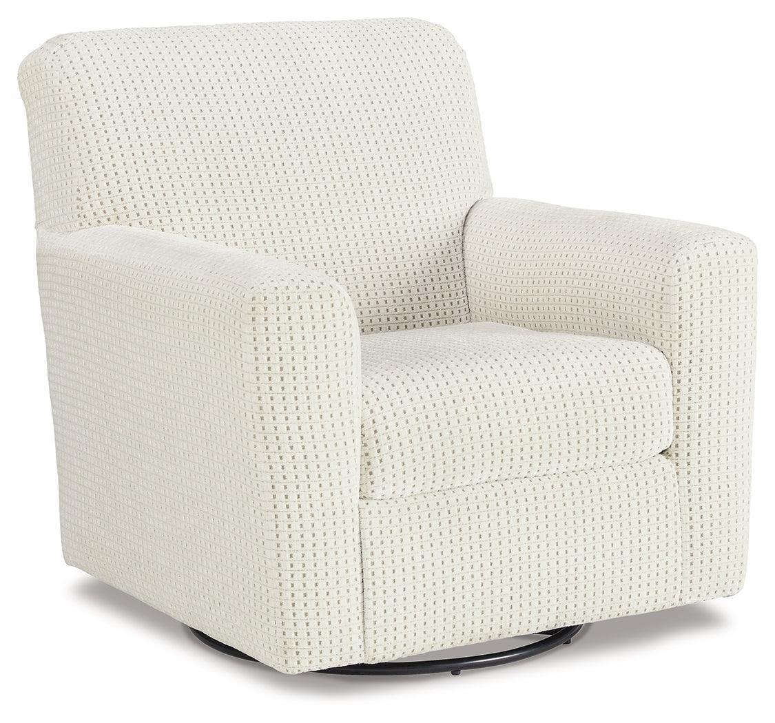Herstow Ivory Swivel Glider Accent Chair - Ella Furniture