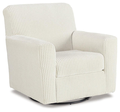 Herstow Ivory Swivel Glider Accent Chair - Ella Furniture
