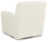Herstow Ivory Swivel Glider Accent Chair - Ella Furniture