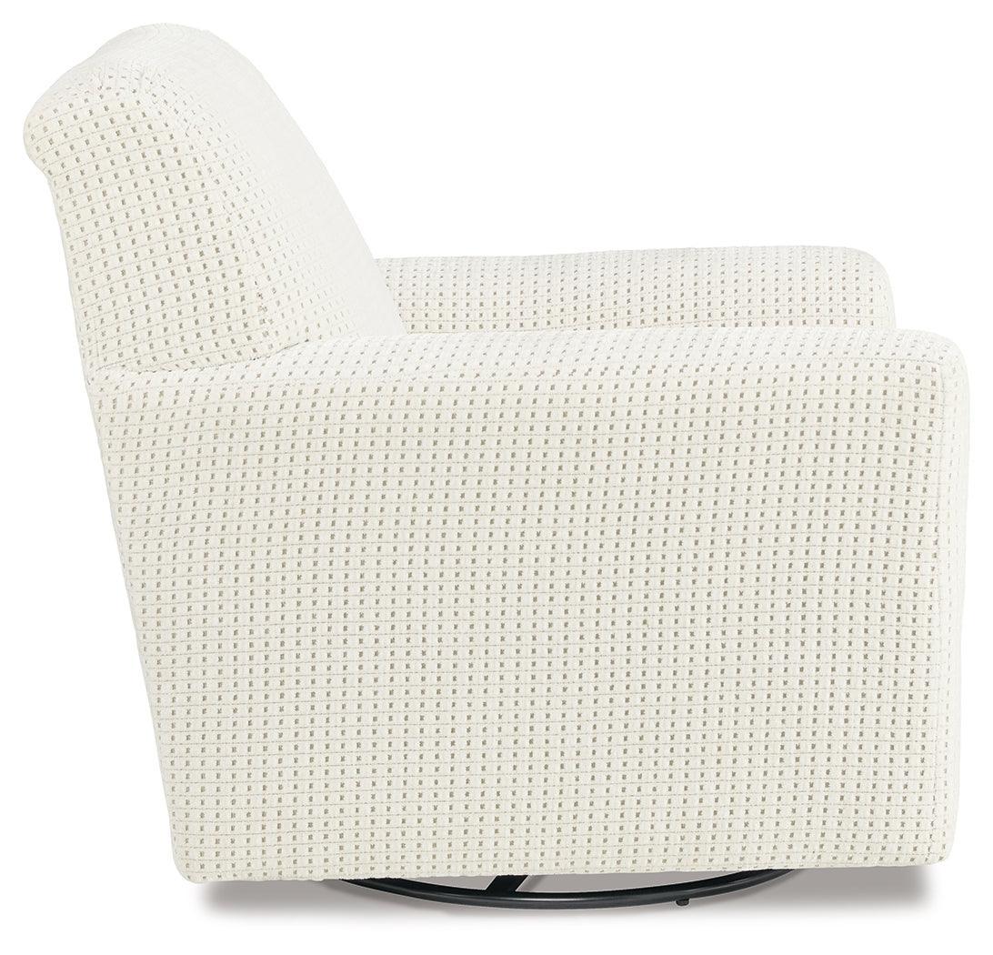 Herstow Ivory Swivel Glider Accent Chair - Ella Furniture