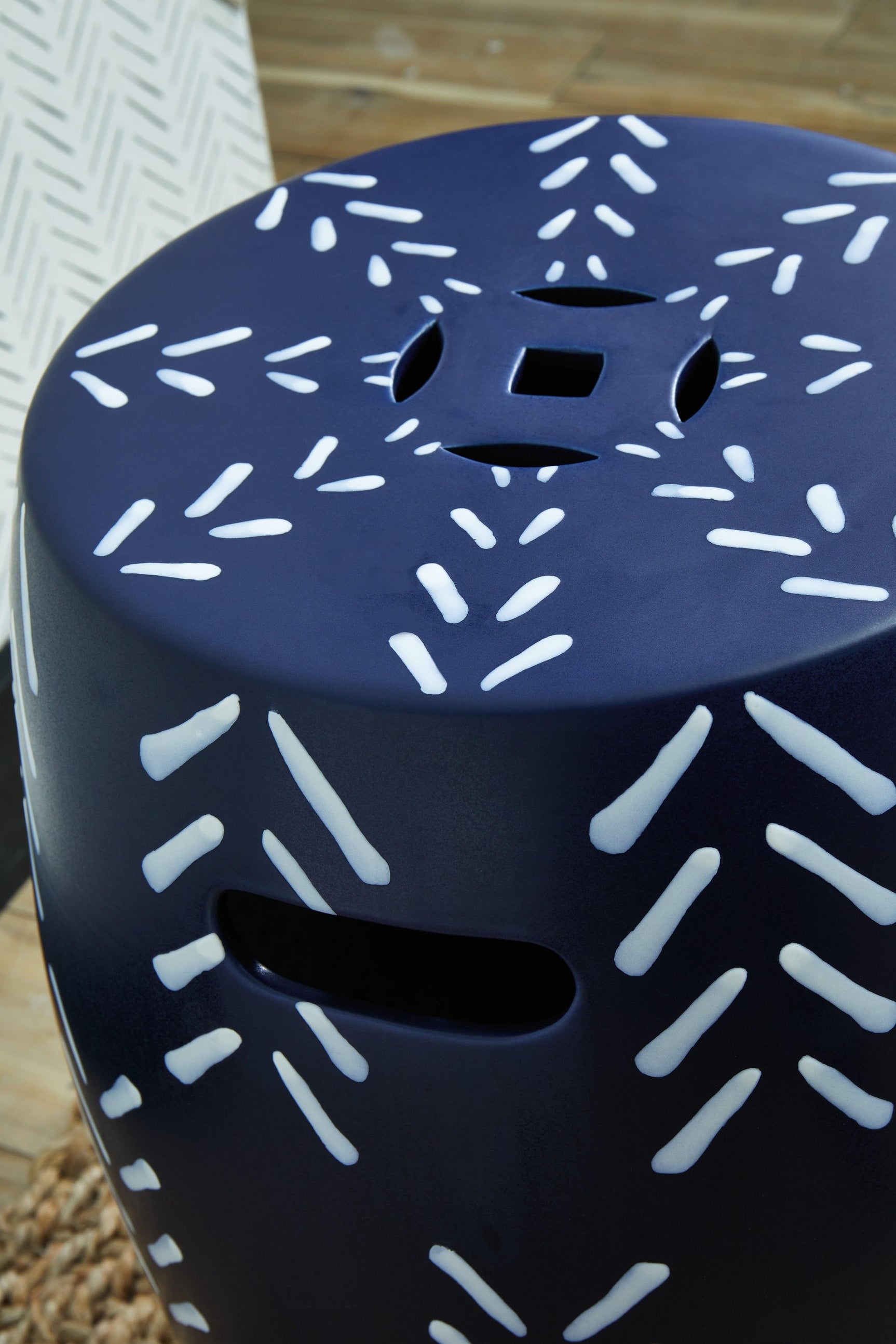 Genemore Navy/white Stool - Ella Furniture