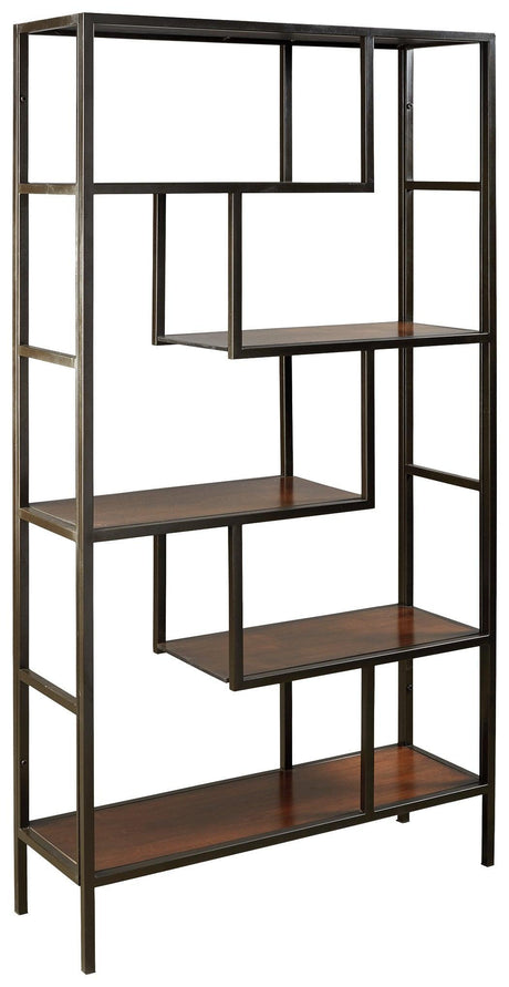 Frankwell Brown/Black Bookcase - Ella Furniture