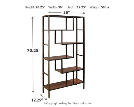 Frankwell Brown/Black Bookcase - Ella Furniture