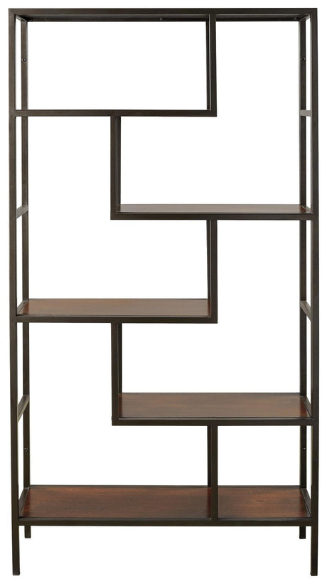 Frankwell Brown/Black Bookcase - Ella Furniture