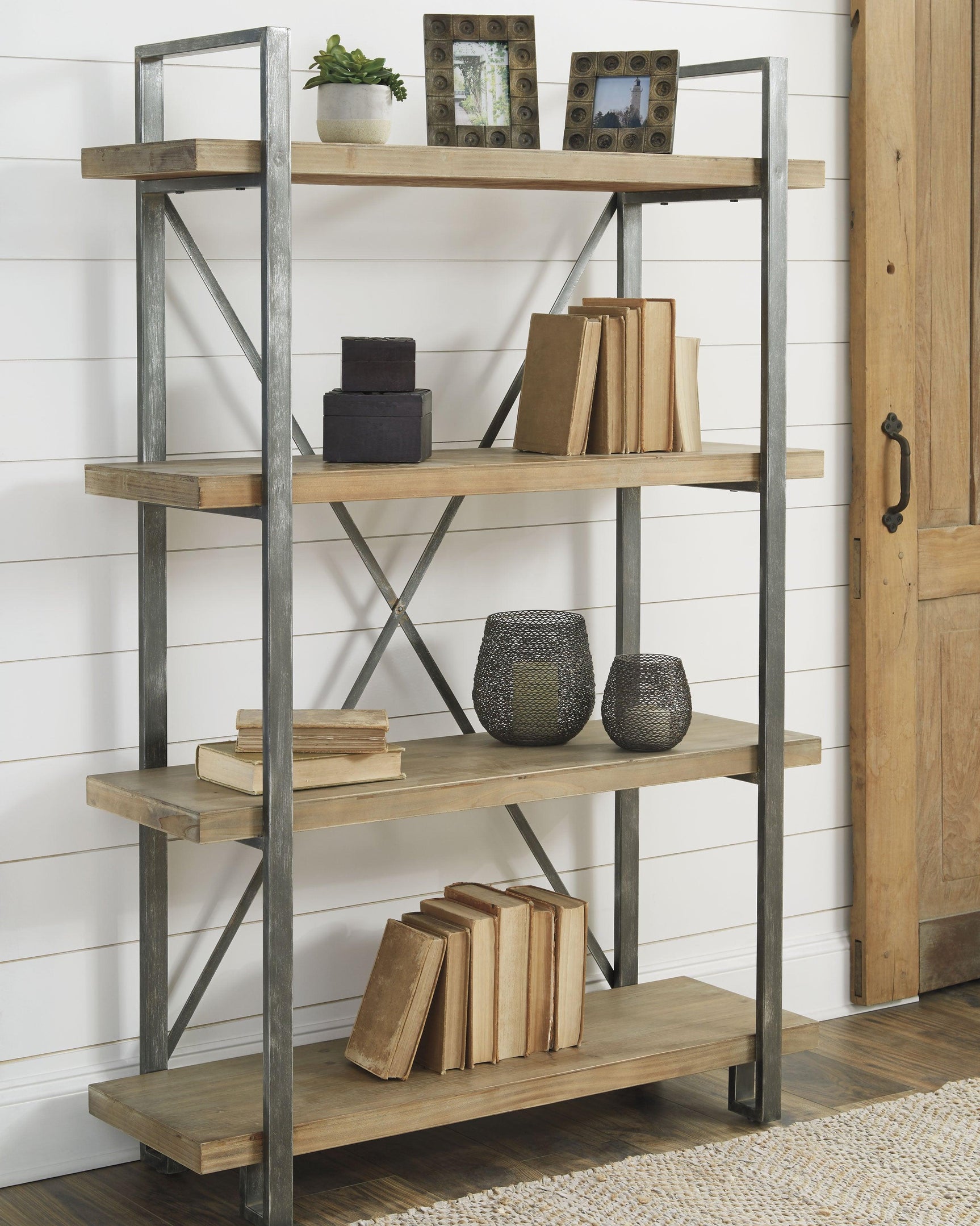 Forestmin Brown/Black Bookcase - Ella Furniture