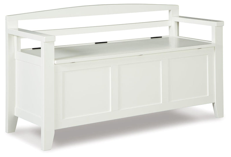 Charvanna White Storage Bench - Ella Furniture