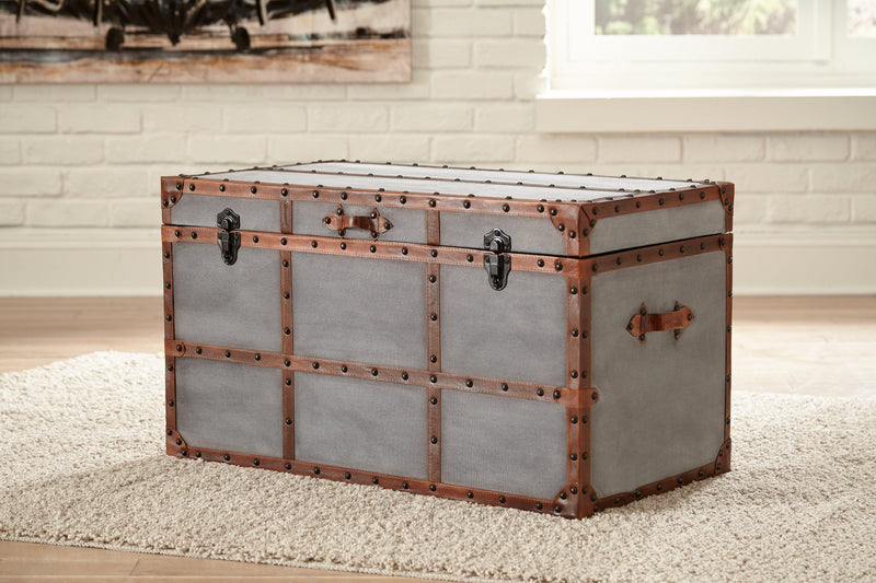 Amsel Gray Storage Trunk - Ella Furniture