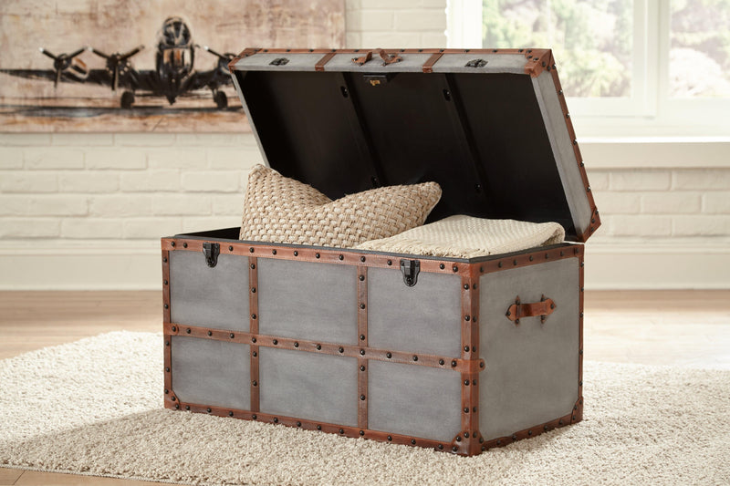 Amsel Gray Storage Trunk - Ella Furniture