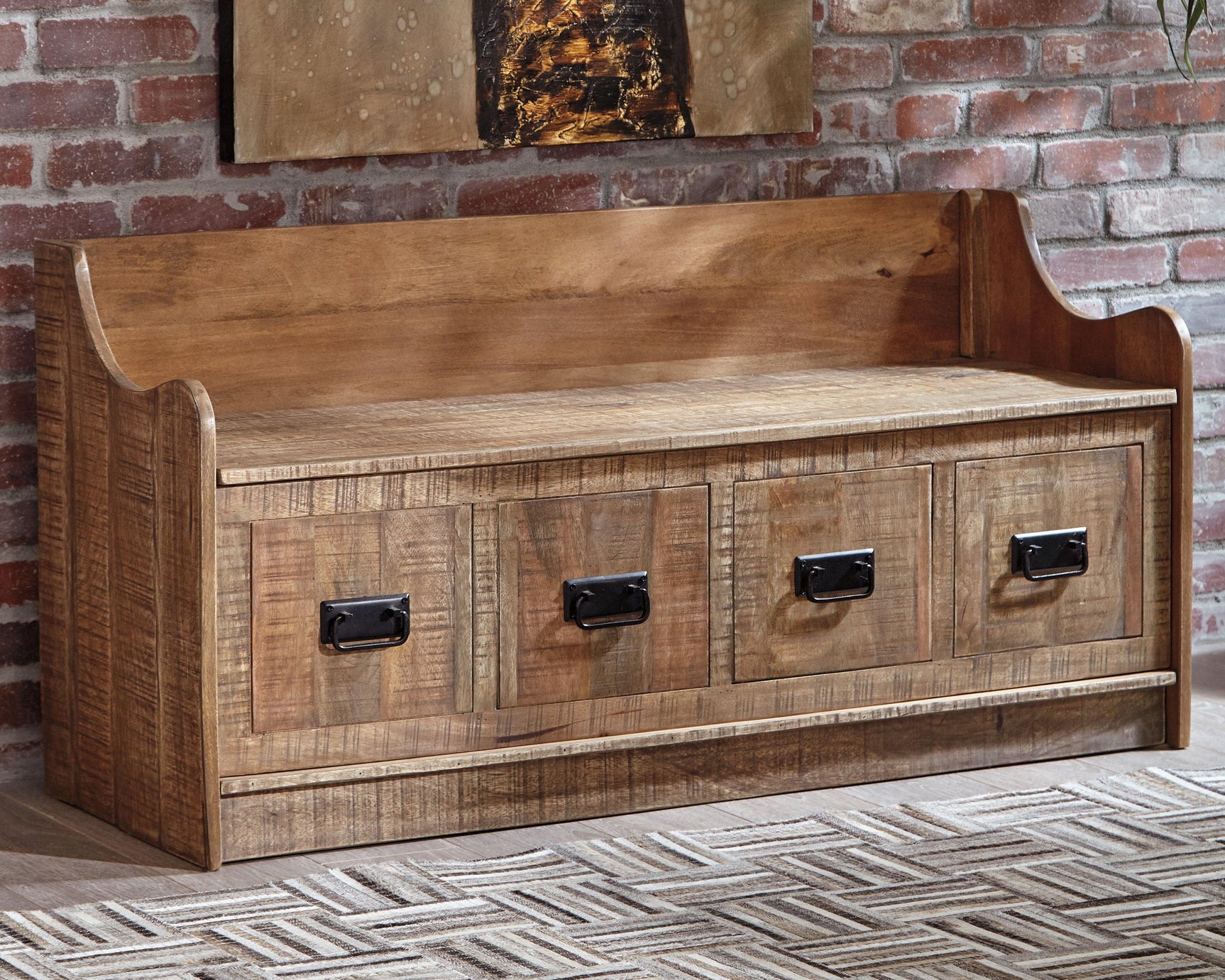 Garrettville Brown Storage Bench - Ella Furniture