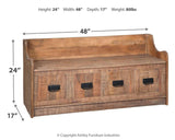 Garrettville Brown Storage Bench - Ella Furniture