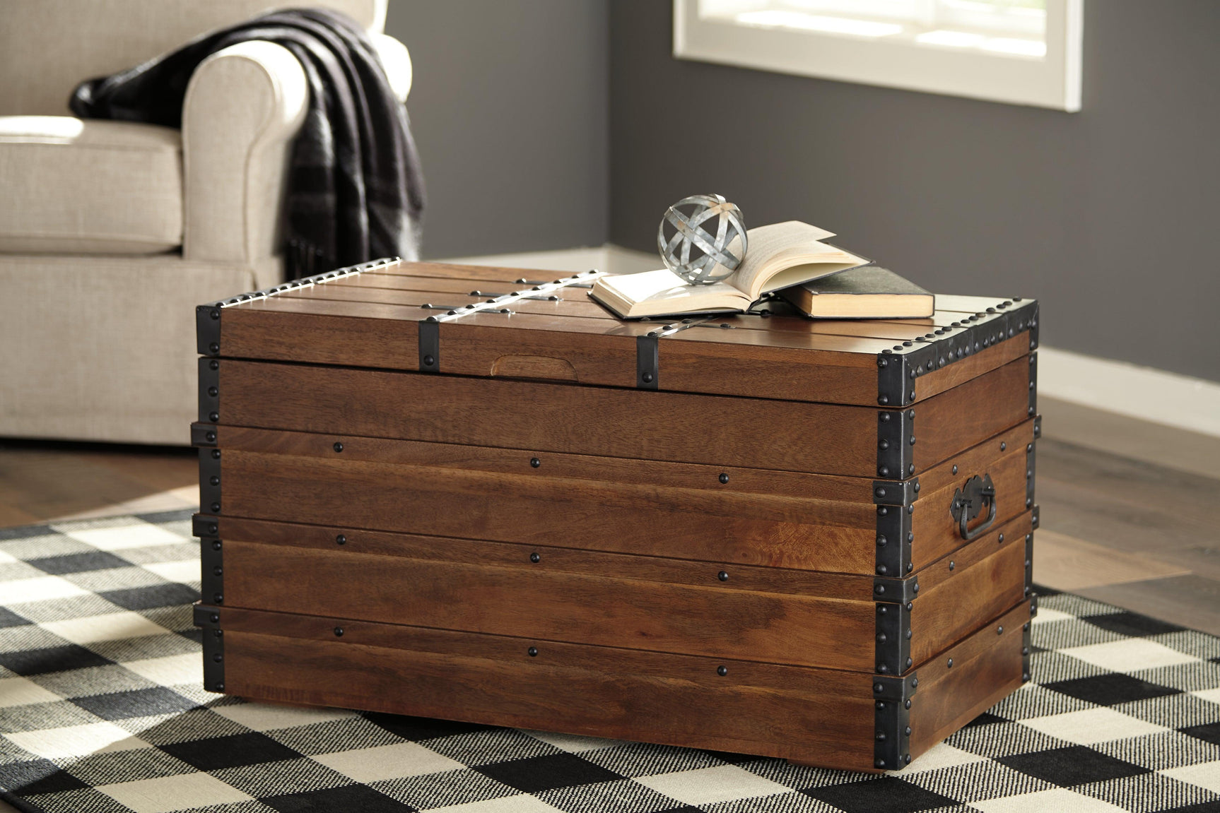 Kettleby Brown Storage Trunk - Ella Furniture