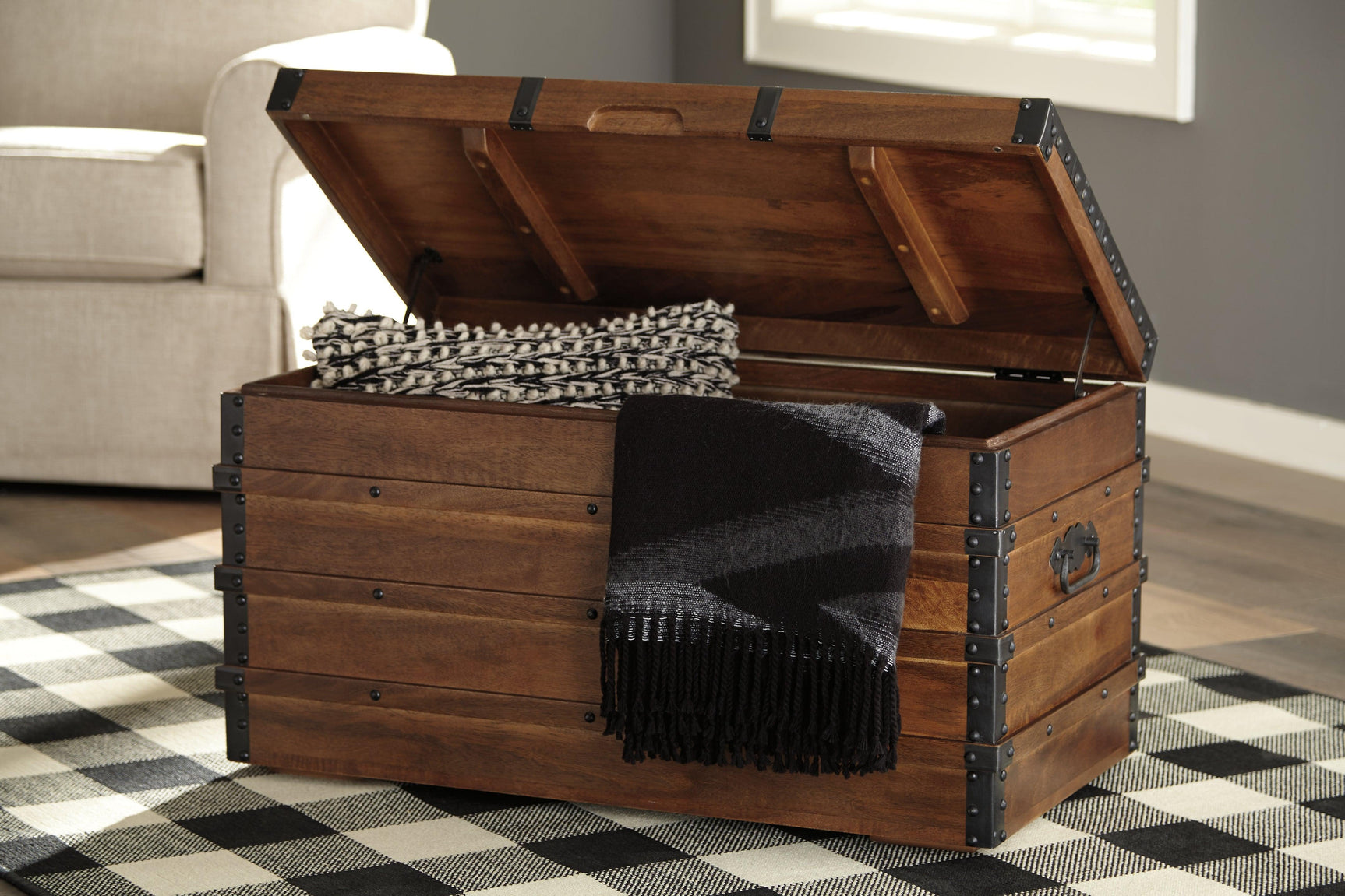 Kettleby Brown Storage Trunk - Ella Furniture