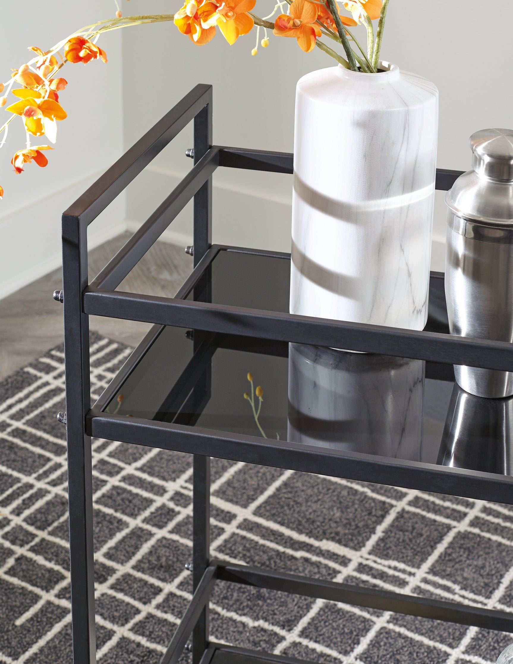 Kailman Black Bar Cart - Ella Furniture