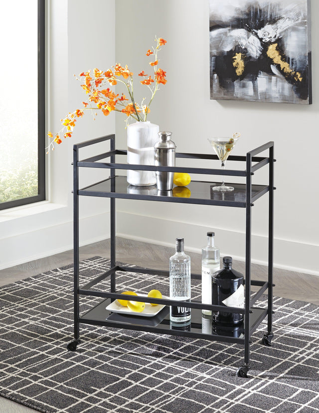 Kailman Black Bar Cart - Ella Furniture