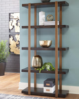 Beckville Gold Finish/brown Bookcase - Ella Furniture