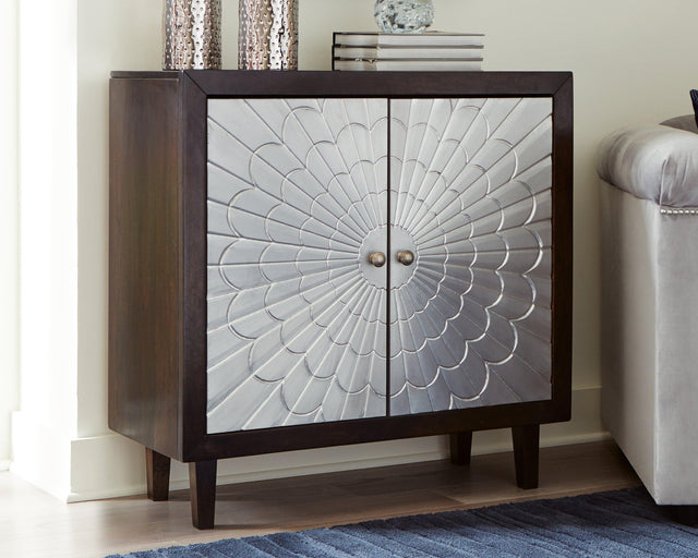 Ronlen Brown/silver Finish Accent Cabinet - Ella Furniture