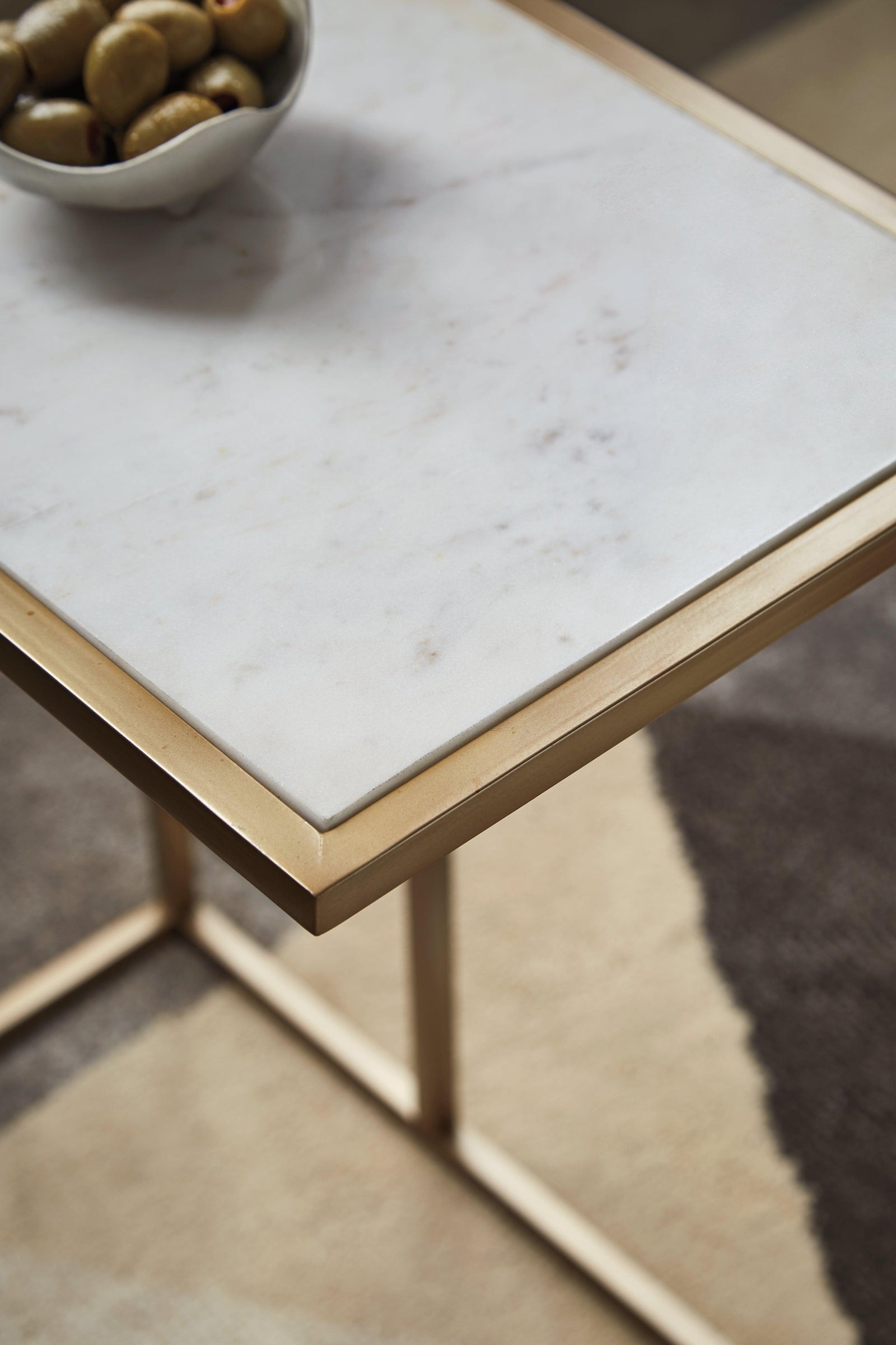 Lanport Champagne/white Accent Table - Ella Furniture