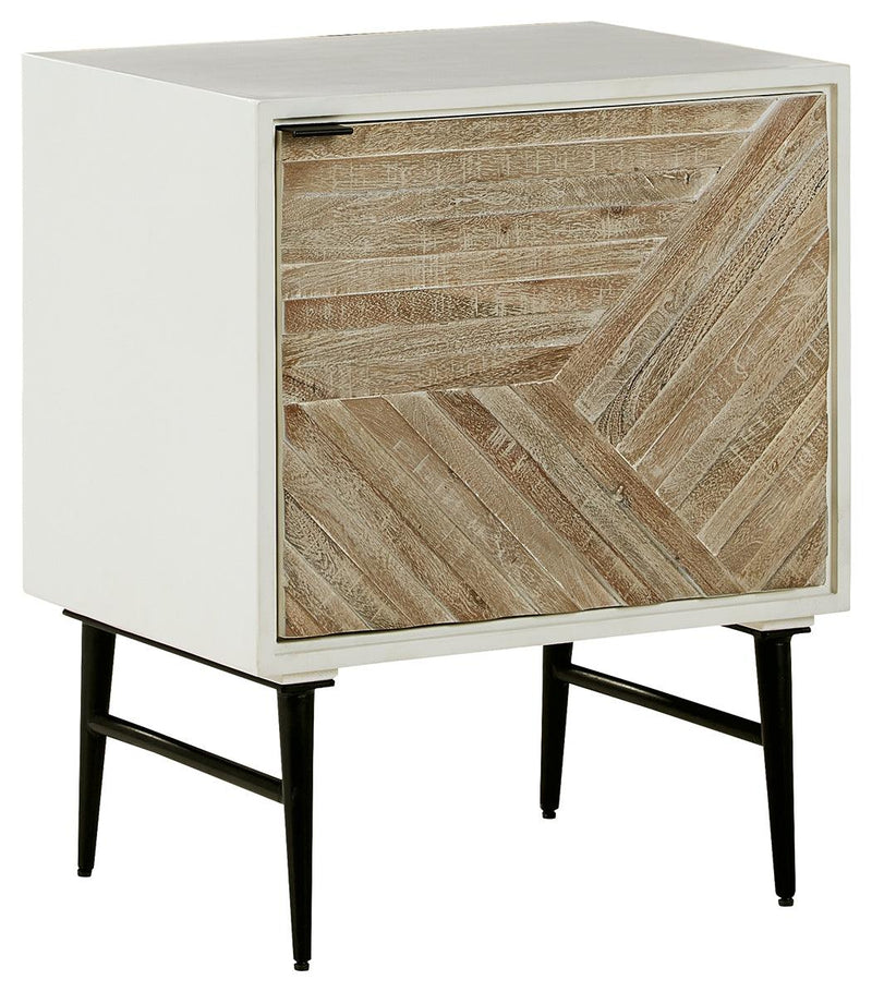 Dorvale White/Brown Accent Cabinet - Ella Furniture
