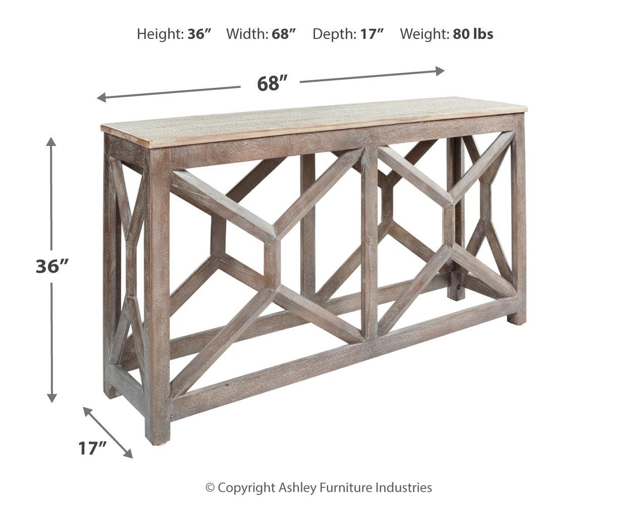 Lanzburg Antique Gray Sofa/console Table - Ella Furniture