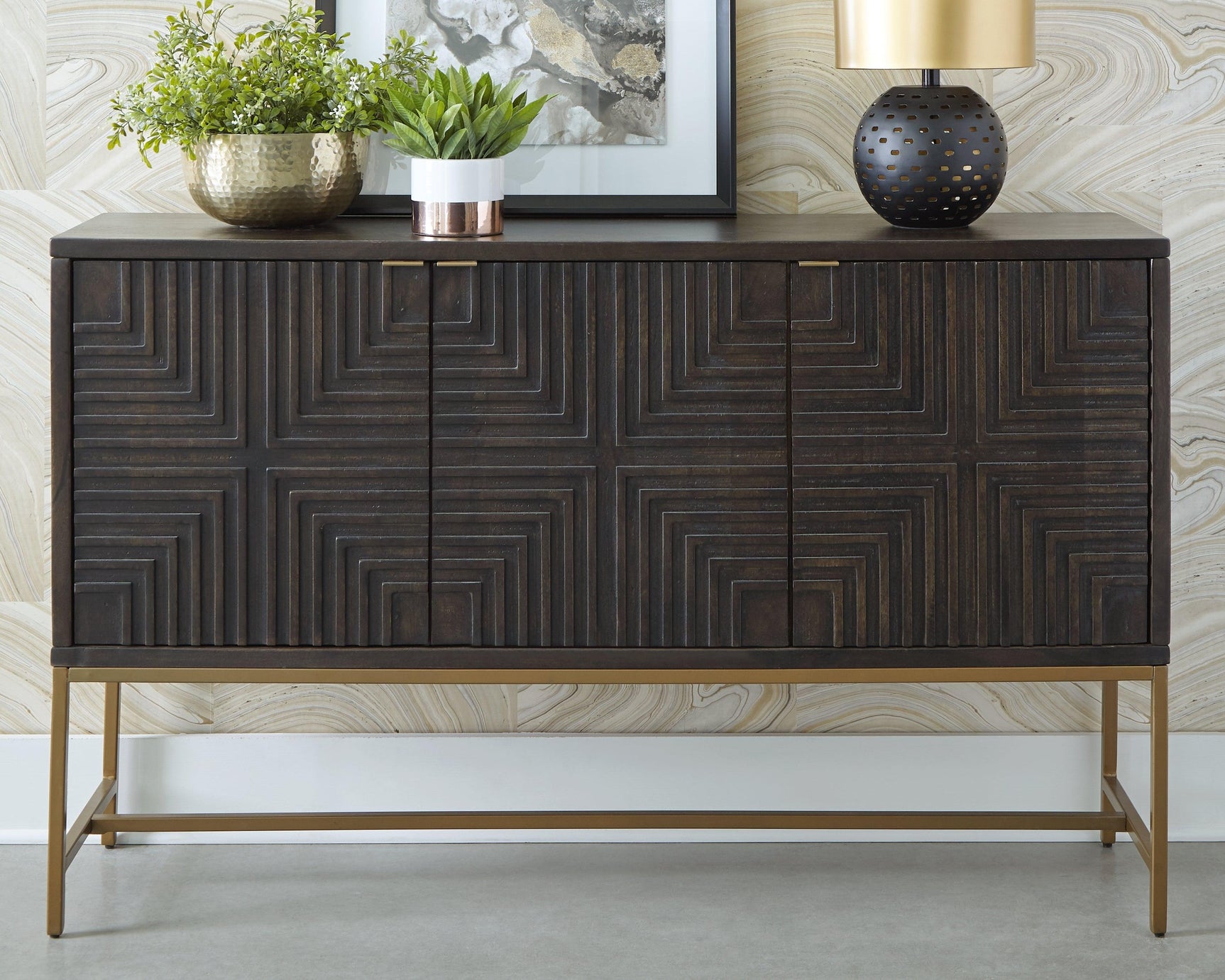 Elinmore Brown/gold Finish Accent Cabinet - Ella Furniture