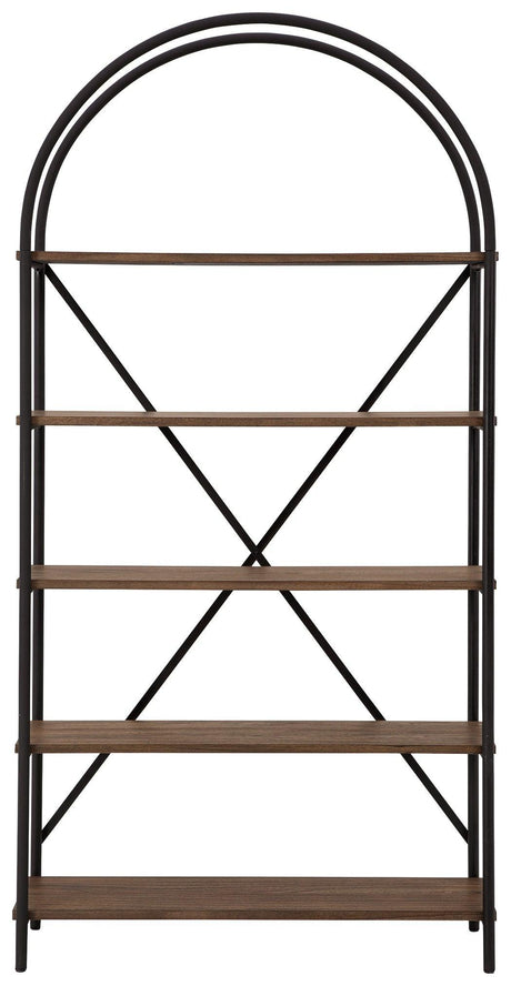 Galtbury Brown/Black Bookcase - Ella Furniture