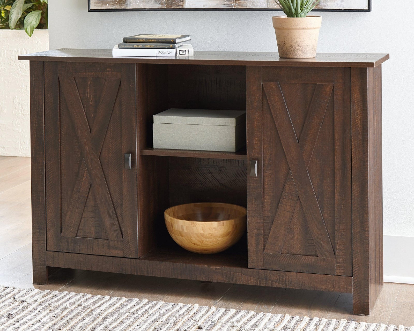 Turnley Distressed Brown Accent Cabinet - Ella Furniture
