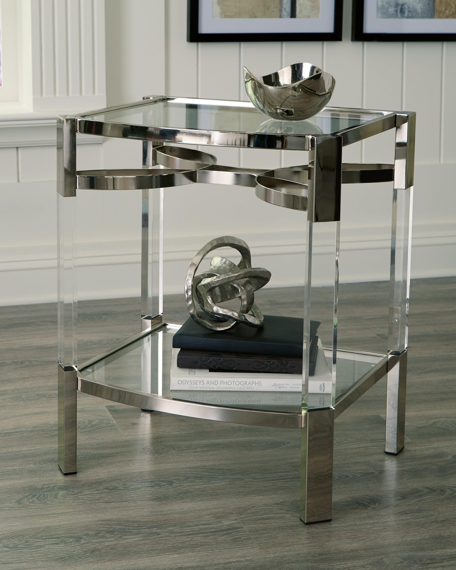 Chaseton Clear/silver Finish Accent Table - Ella Furniture
