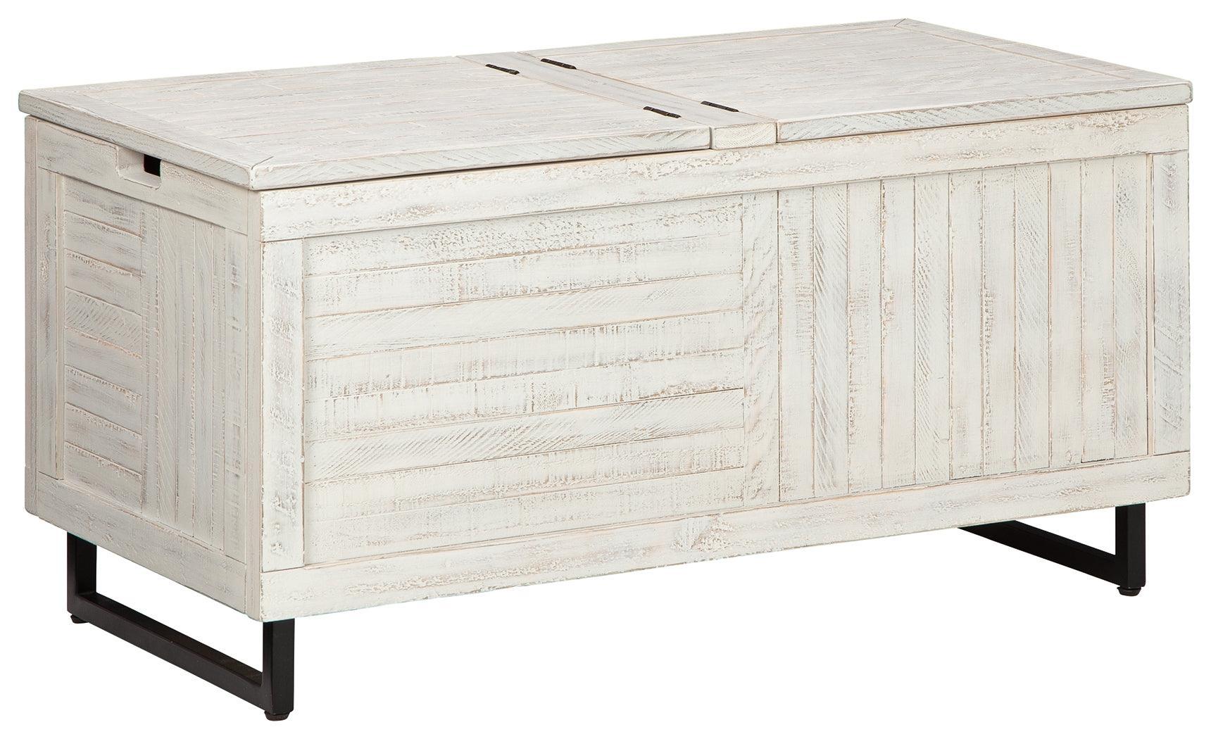 Coltport Distressed White Storage Trunk - Ella Furniture