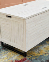 Coltport Distressed White Storage Trunk - Ella Furniture