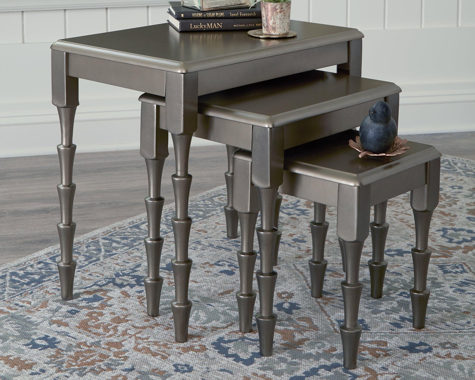 Larkendale Metallic Gray Accent Table (Set Of 3) - Ella Furniture