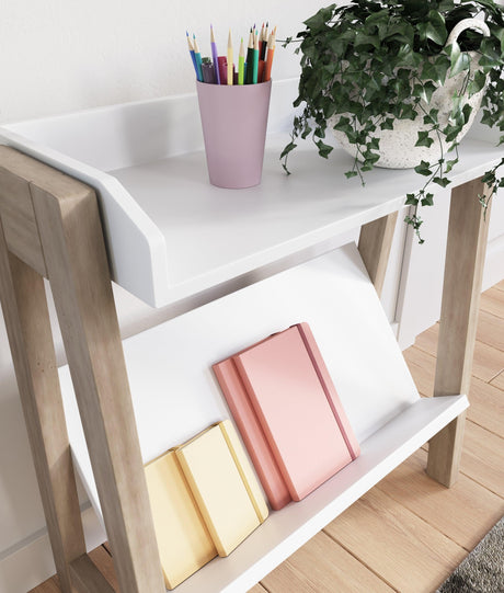 Blariden White/tan Small Bookcase - Ella Furniture