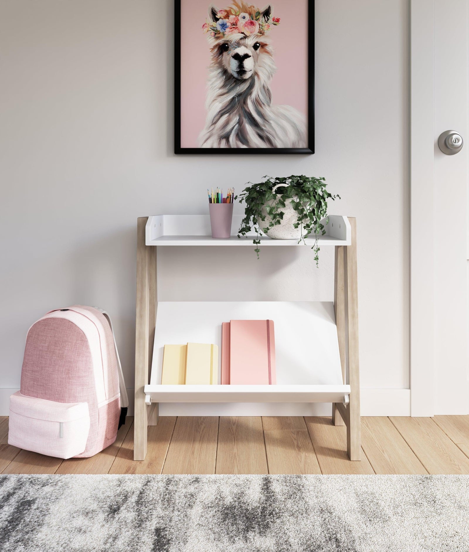 Blariden White/tan Small Bookcase - Ella Furniture