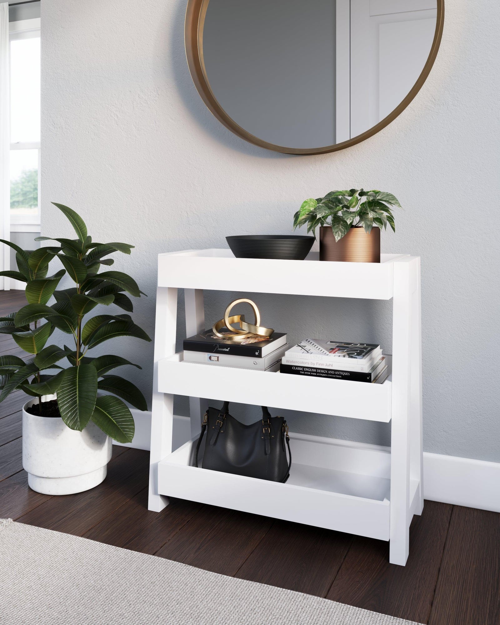 Blariden White Shelf Accent Table - Ella Furniture