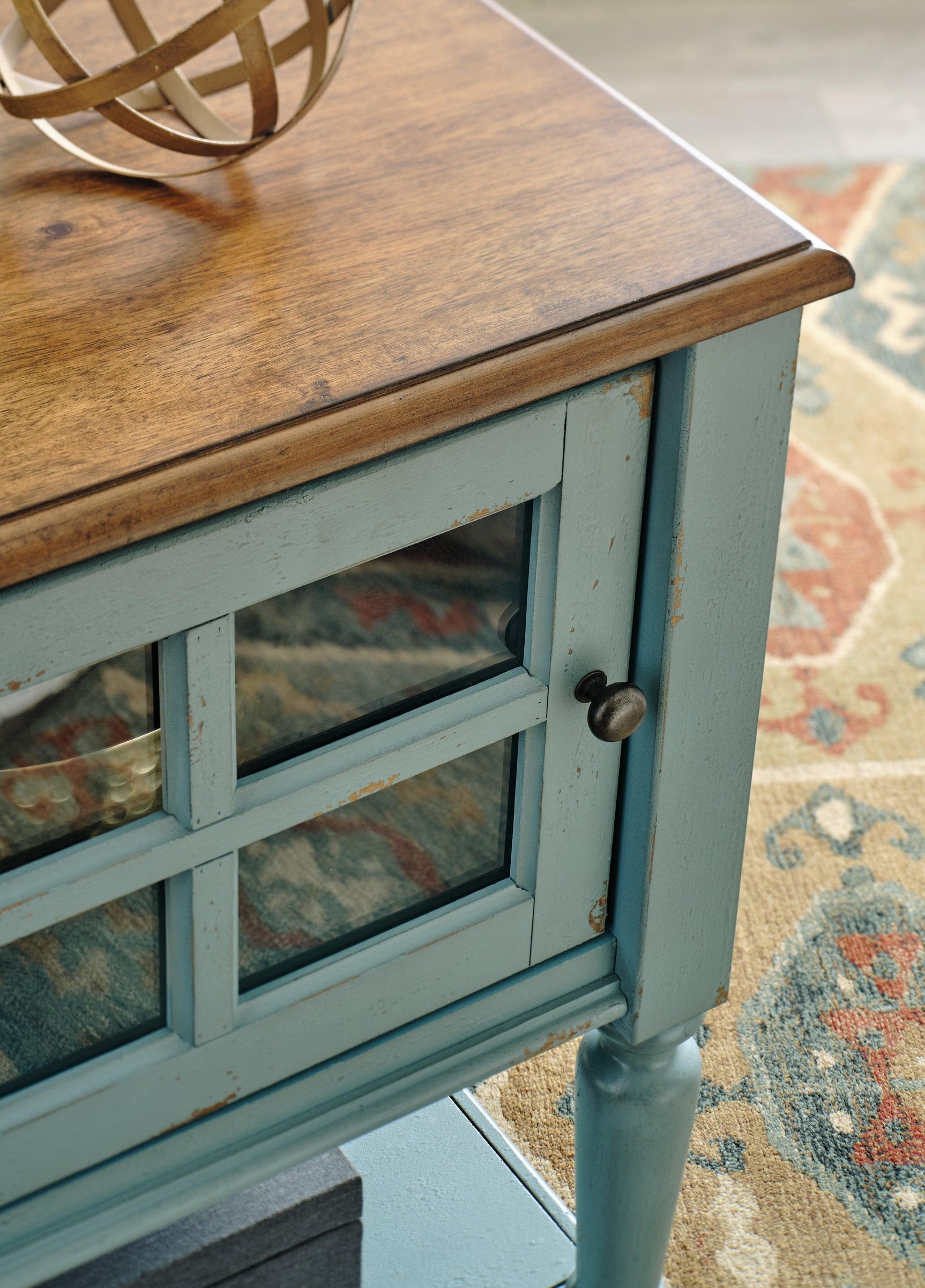 Mirimyn Teal/brown Accent Cabinet - Ella Furniture