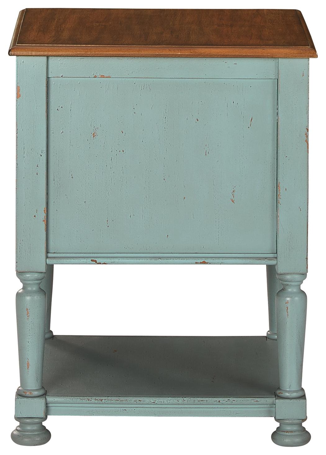 Mirimyn Teal/brown Accent Cabinet - Ella Furniture